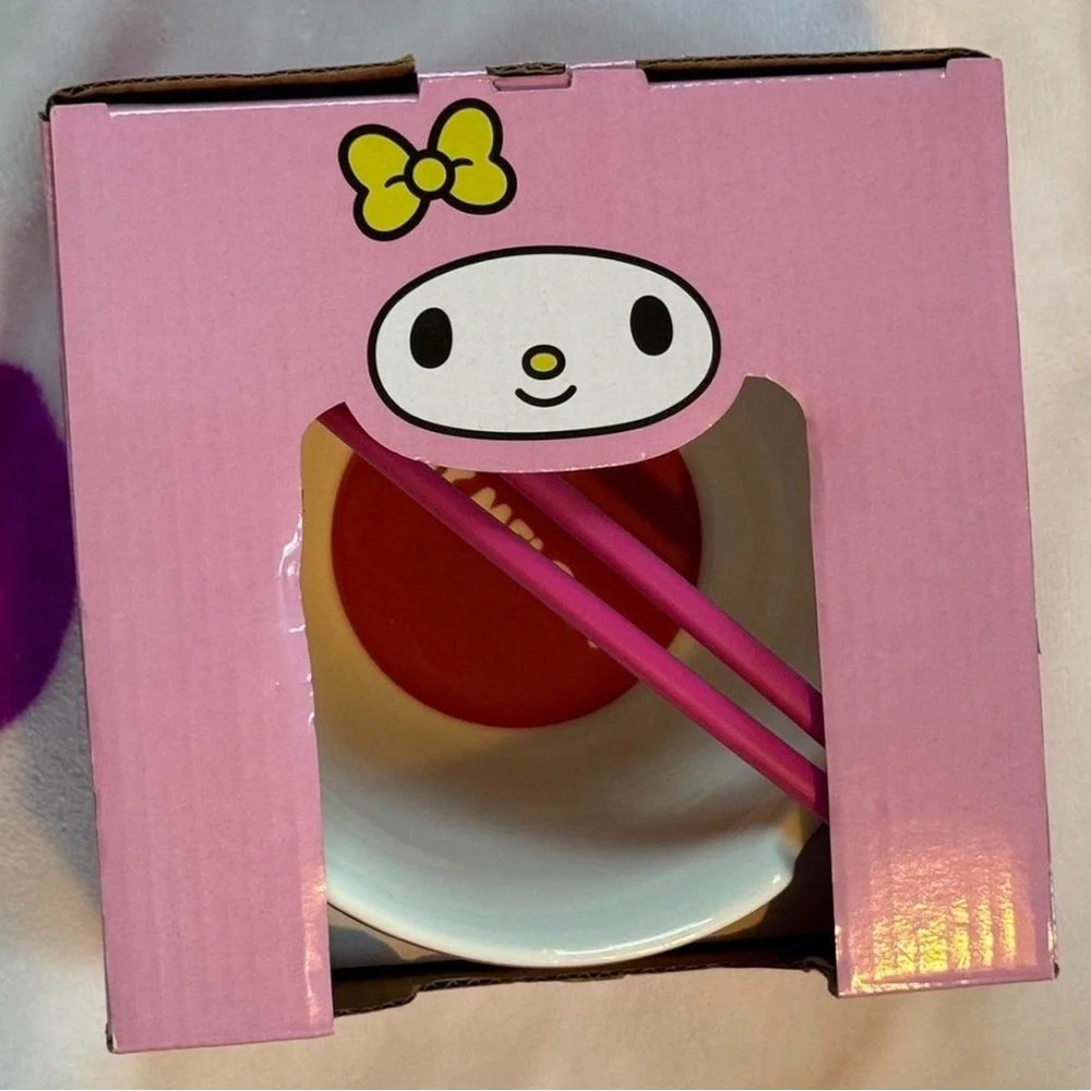 brand new my melody ramen bowl w chopsticks